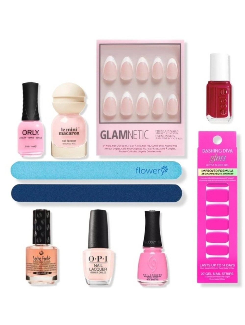 OPI, ORLY, CHINA GLAZE BABY PINK, Dashing Diva, GLAMNETIC FRENCH PRESS ON NAILS